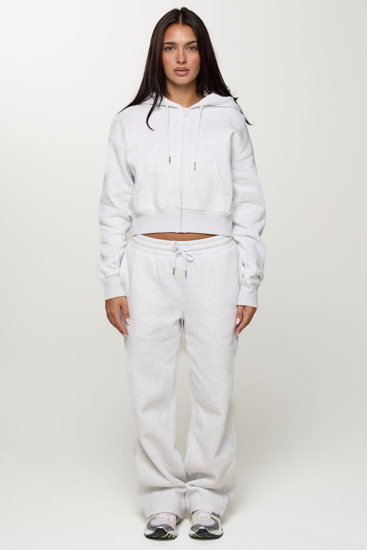 CLOUD CROPPED ZIP UP - HEATHERED GREY