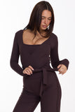 CLASSIC FIT WRAP TOP - BLACK COFFEE