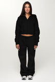 CLOUD CROPPED ZIP UP - ONYX