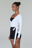 CLASSIC FIT WRAP TOP - WHITE