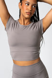 CLASSIC FIT CROPPED TEE - GRANITE